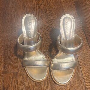 SCHUTZ Metallic Gold Double Strap Sandals - NEW!